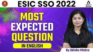 ESIC SSO 2022 | ENGLISH | MOST EXPECTED QUESTION | BY UDISHA MISHRA