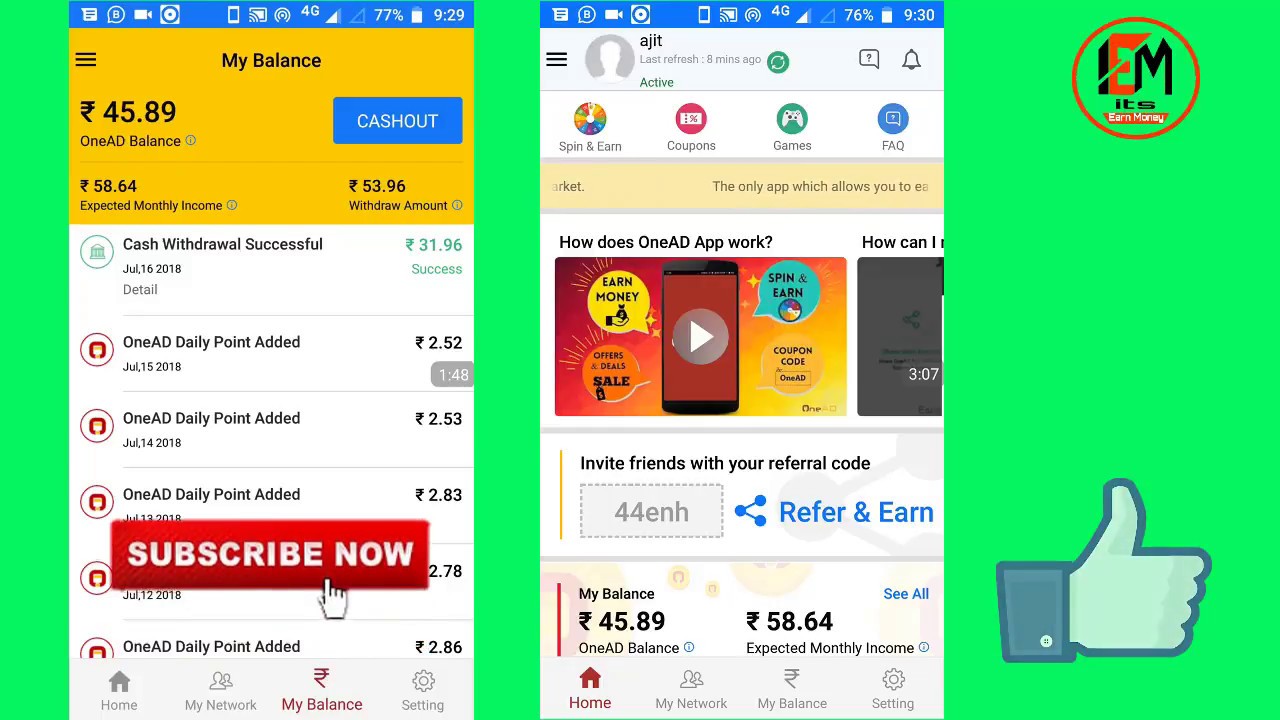 ONEAD NEW UPDATE every one earn money without investment 2018