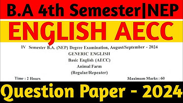 BA 4th sem English AECC Question paper 2024 | NEP | RCUB |