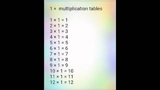 1 x multiplication tables