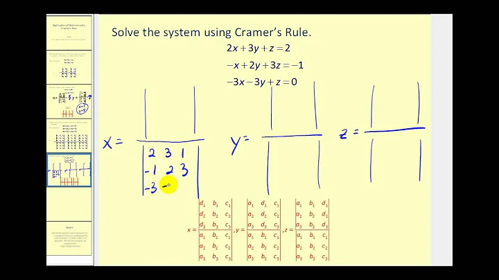 Cramer's Rule to Solve a System of Equations