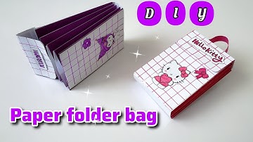 DIY paper folder bag/ cute Hello Kitty & Kuromi paper bag/easy school crafts/school supplies/ craft