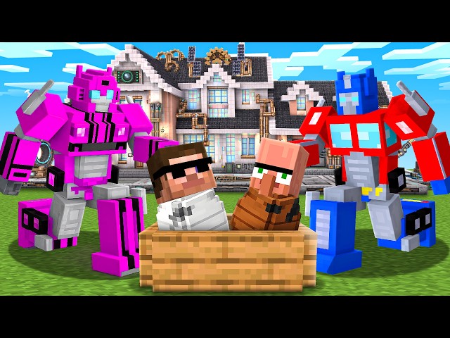 We Got Adopted By Robots in Minecraft..