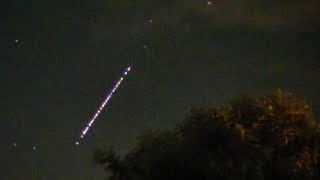 SpaceX Starlink satellites racing across the night sky near Phoenix on 7\/17\/2023