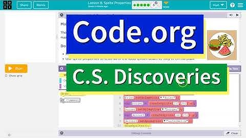 Code.org Lesson 9.5 Sprite Properties | Tutorial with Answers | Unit 3 CS Discoveries