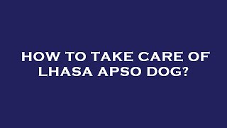 How to take care of lhasa apso dog?