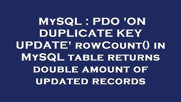 MySQL : PDO 