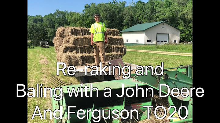 Baling hay with a Ferguson TO20 and a John Deere tractor and baler
