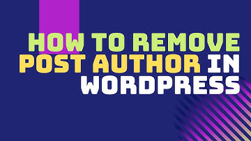 How to remove Post-Author in Wordpress