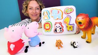 Spielzeug Video für Kinder - Wir machen mit Peppa Wutz ein Tier Puzzle - Spielspaß mit Nicole
