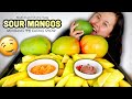 Sour mangos with vietnamese chili salt mui t  shrimp paste mam ruoc mukbang  eating show