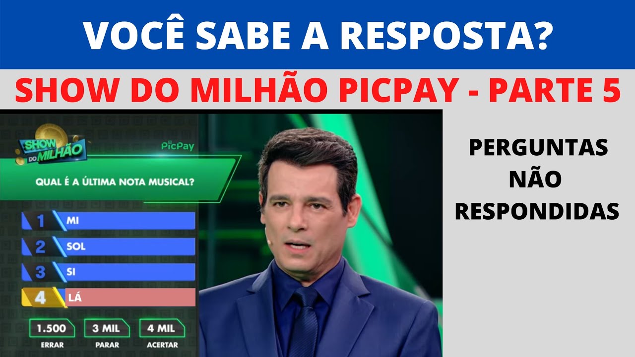 Novo QUIZ com Perguntas do Show do Milhão PicPay com Respostas