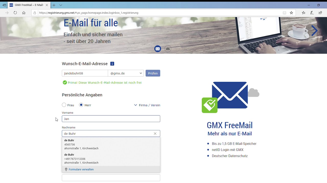 Wie erstelle ich eine ,,gmx\