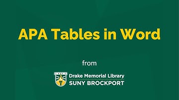 APA Tables in Word