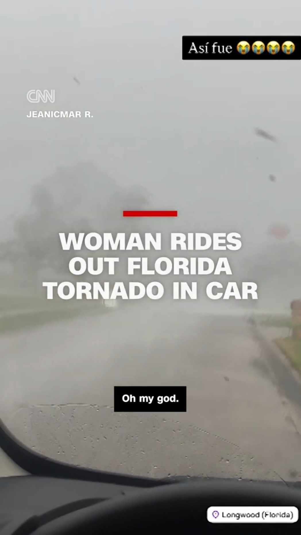Woman rides out Florida tornado in car