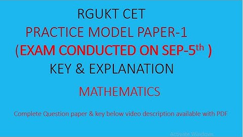 RGUKT CET MODEL PRACTICE PAPER-1 EXPLANATION | MATHEMATICS