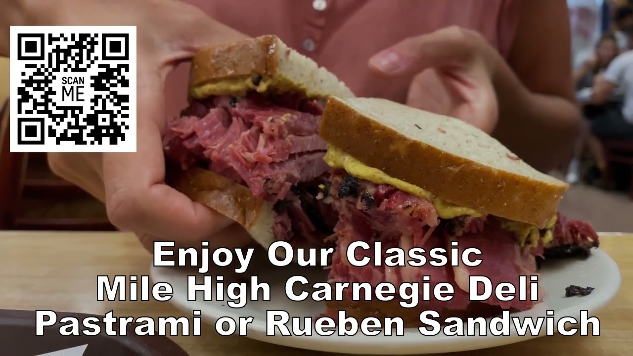Mile High Carnegie Deli Pastrami Sandwich Broad Nosh Bagel Deli Broad Nosh Bagel Deli Catering NYC