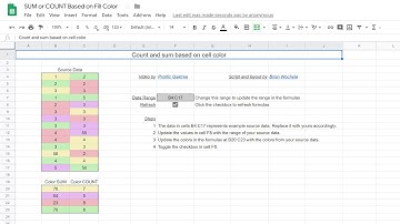 Google Sheets - Sum or Count Values Based on Cell Color [Improved]