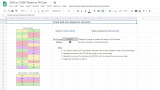 Google Sheets - Sum or Count Values Based on Cell Color [Improved]