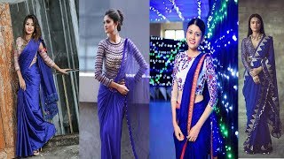 Beautiful Designer Blue Color Saree Designsblue Saree With Designer Blouseblue Saree For Party
