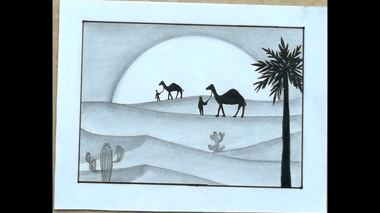 Art on Sketchbook  by Megha Chhatbar Color Pencil Sketch of A Camel on  Dwarka Beach