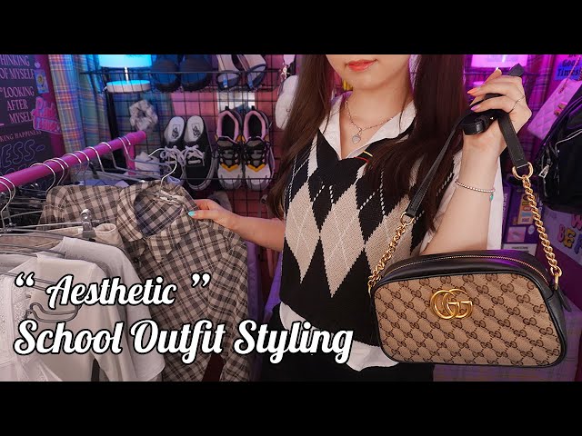ASMR Aesthetic School Outfit Styling for you💜soft spoken