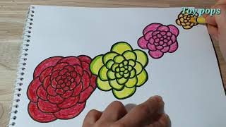 Painting the bright spring flowers and the envelope화사한 봄꽃과편지봉투그림색칠하기