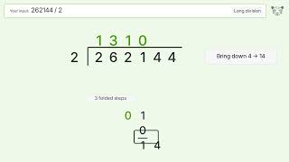 Long Division Problem 262144/2: Step-by-Step Video Solution