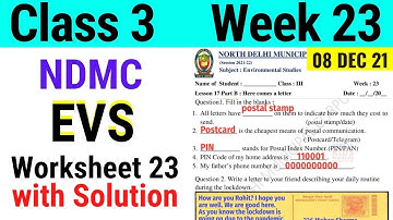 NDMC Class 3 EVS Week 23 Worksheet 23 (8/12/21) || worksheet 23 Class 3rd evs week 23 solution