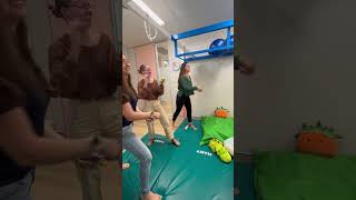 Therapists testing out the activities for the kids 😝