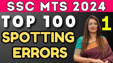Target:- SSC MTS 2024 | Top 100 Important Spotting Errors | Class - 1 | Grammar | PYQs | by Rani Mam