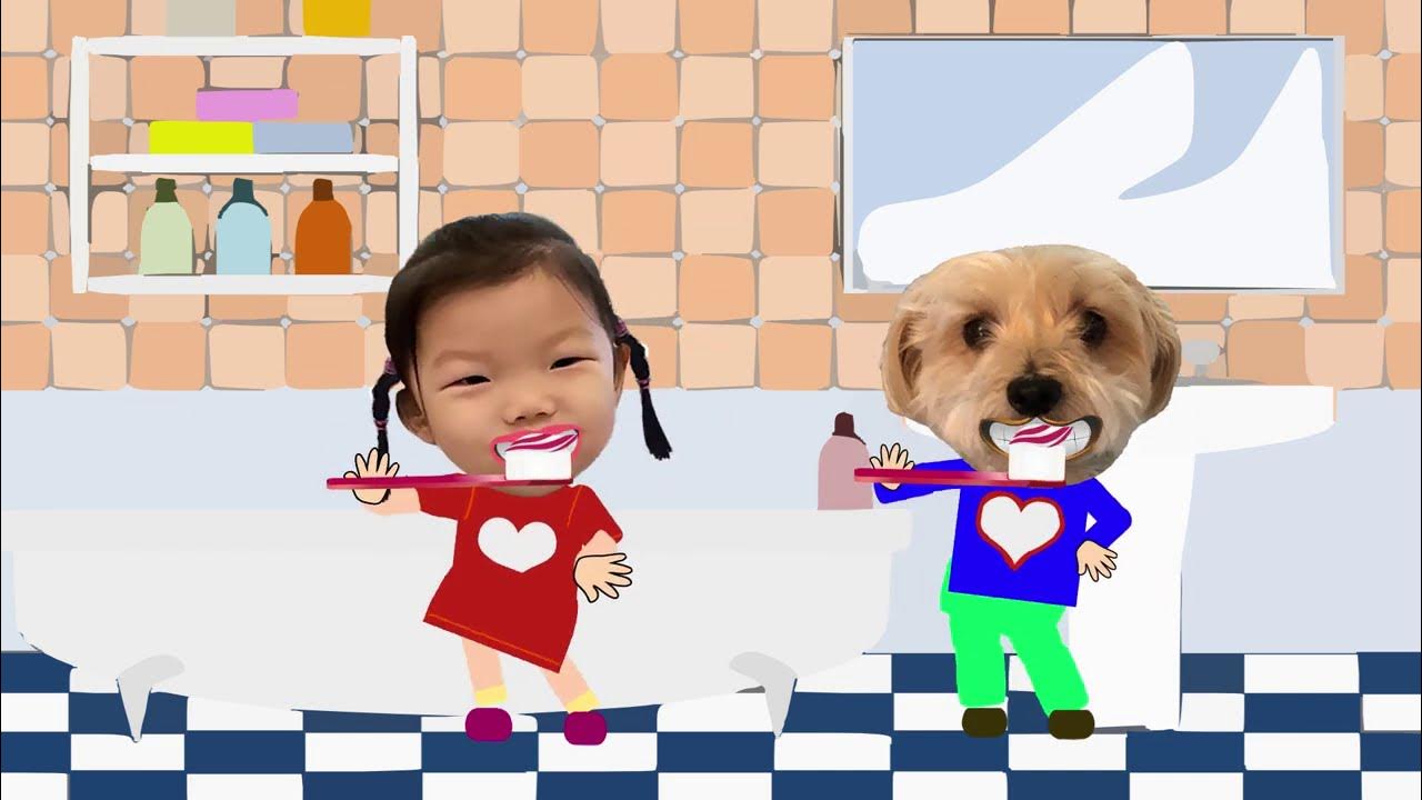 This is the way we brush our teeth children song nursery rhyme kids