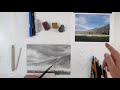 Draw a simple landscape in charcoal part 3