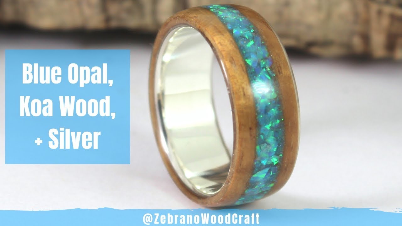 DIY Opal inlaid wood rings