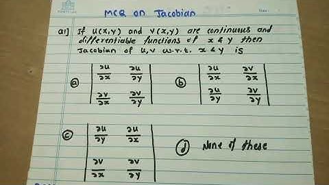 MCQ Based On Introduction of Jacobian