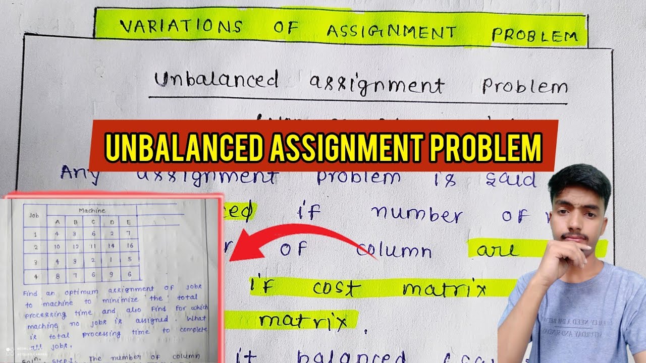 Variation of Assisement problem ( unbalanced assignment problem ...