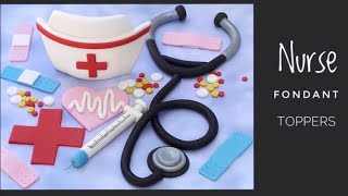 How to make NURSE \/ MEDICAL fondant toppers ( Nurse cap, Stethoscope, syringe, bandages, etc )
