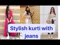 Stylish kurtis with jeans | Different kurtis design with jeans.