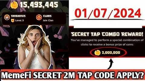 Memefi Secret Reward Combo Today 01/07/2024| Memefi 2,000,000 Coins Code Apply #memefi