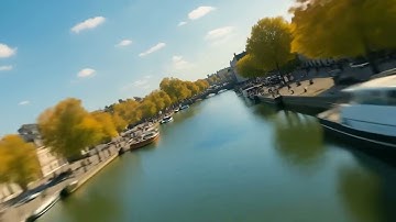 AI drone footage Seine Riverbanks during the day #paris #france