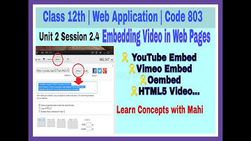 How to Embed Video in Web Pages | Class XII Unit 2(Part 4) |  Web Application(803)