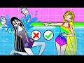 Paper Dolls Dress Up - Sadako Teaches Rapunzel to Swim Dress -  Barbie Story & Crafts