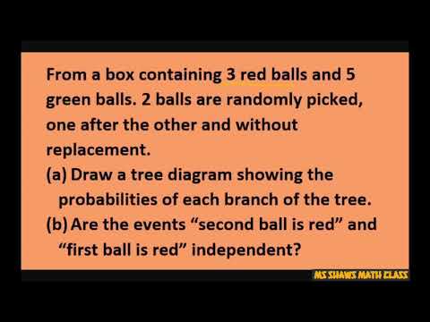 Given box 3 red and 5 green balls, 2 balls drawn without replacement Find probabilitiesTree Diagram