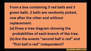 Given box 3 red and 5 green balls, 2 balls drawn without replacement Find probabilitiesTree Diagram Net Worth