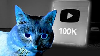 I forced my cat to unbox the silver play button