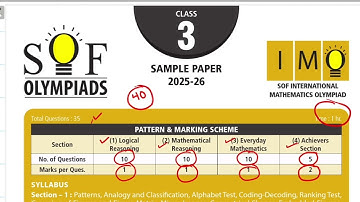 CLASS 3 IMO sample paper 2025-26 I Maths olympiad sample paper for class 3 | SOF-IMO
