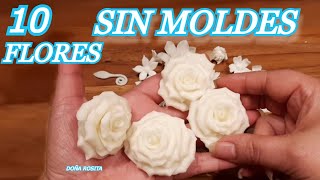 🤩MIRA!!! COMO hacer FLORES en PORCELANA FRIA sin moldes PASO A PASO COMPLETO / 10 FLORES