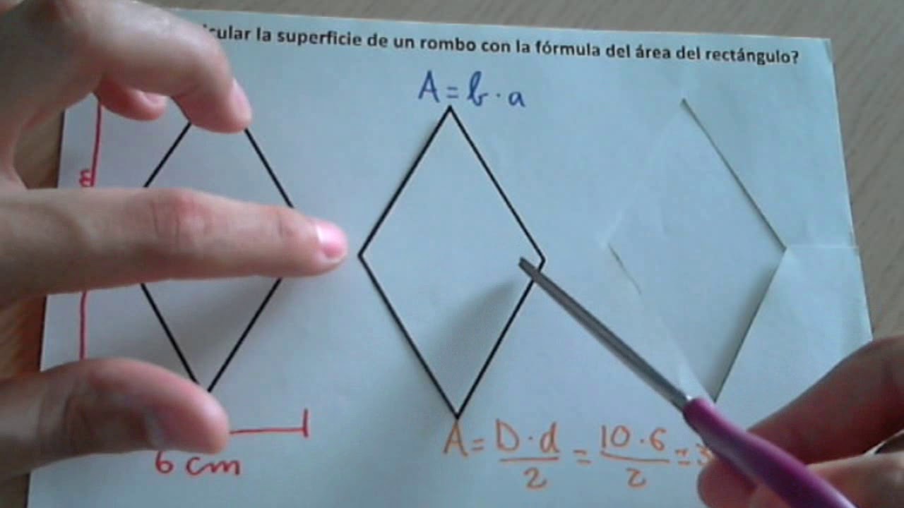 Calcular el área de un rombo a partir del área de un rectángulo - YouTube