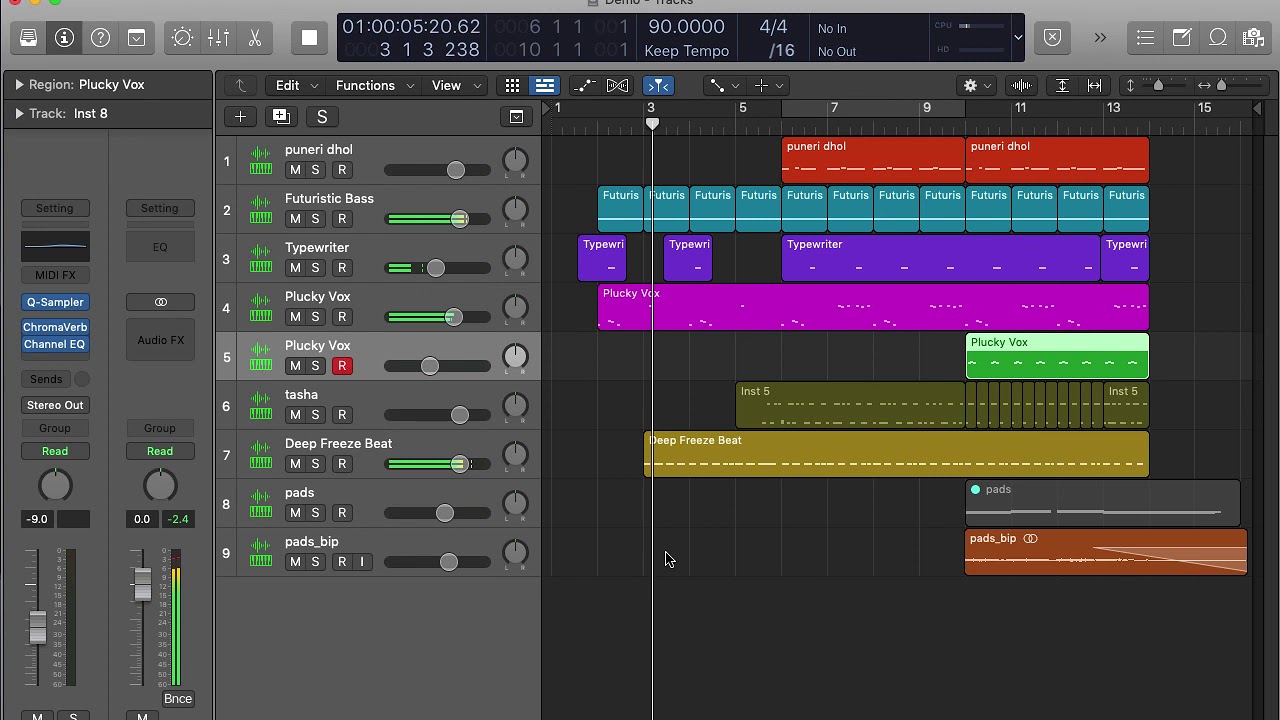 Dhol Tasha samples with the Quick sampler plugin of Logic Pro X 10.5 ...