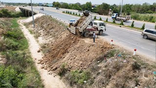 Strongly Skill Higher New Landfilling Project By KOMATSU DOZER D20p With Mini Dump Trucks 5t